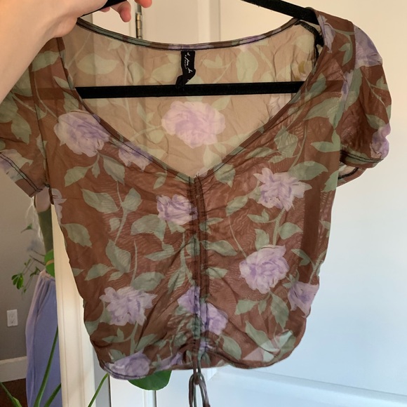 Sheer brown garden crop top - Picture 1 of 2